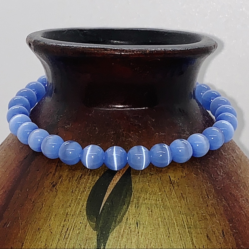 Blue tiger eye beaded bracelet